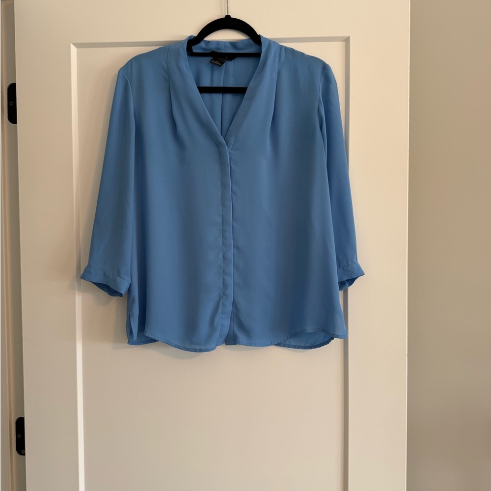 Investments Sky Blue V-Neck Blouse